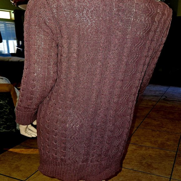 Women's Long Sleeve Cable Knit Long Cardigan for Fall/Winter Chunky Open Front M - Picture 7 of 11